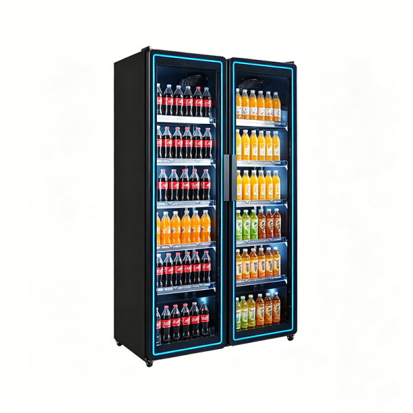 Commercial tall glass door drink fridge