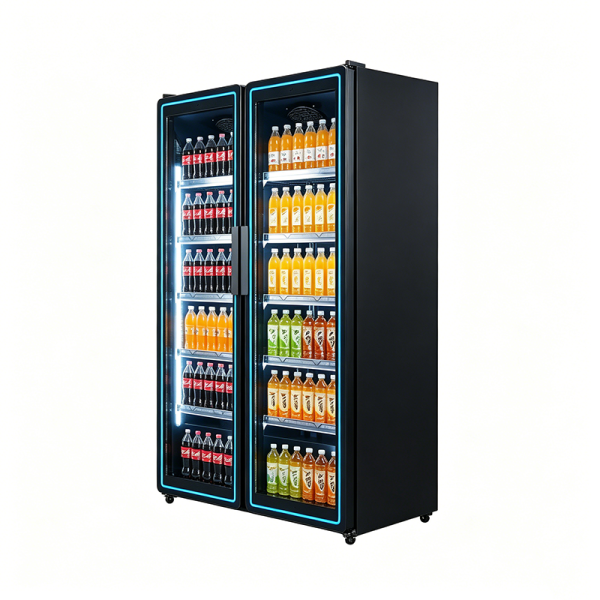 Commercial tall glass door drink fridge