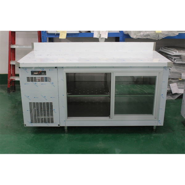 Stainless steel kitchen worktop fridge