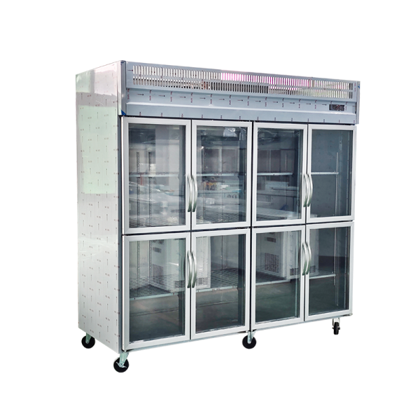 8 glass door display refrigerator