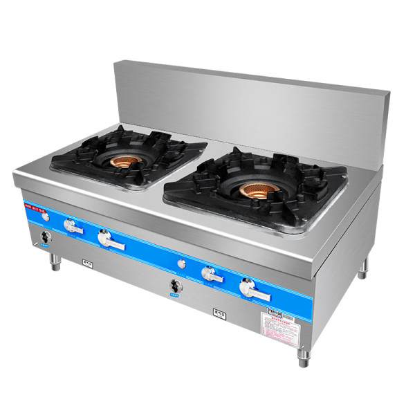 Stainless Steel 2 Heads Gas Range Cooker
