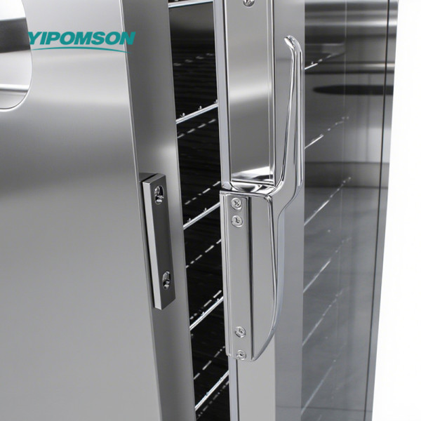 Glass display hot food cabinet on wheels