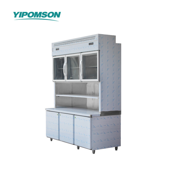 Glass door display fridge with storage cabinet