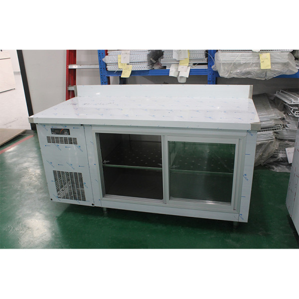 Stainless steel kitchen worktop fridge