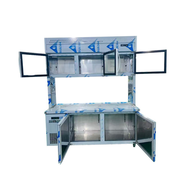 Commercial double layer refrigerator for restaurant