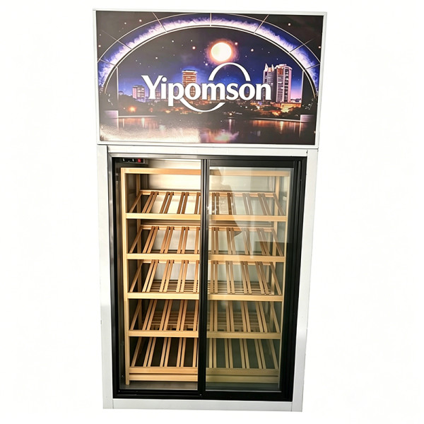 Commercial wine cooler with light box