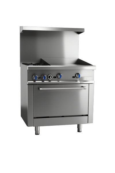 Gas Charbroiler with 2 Top Burners & Oven