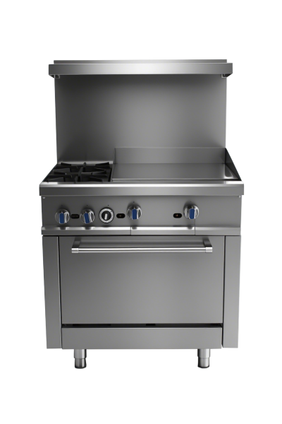 Gas Charbroiler with 2 Top Burners & Oven