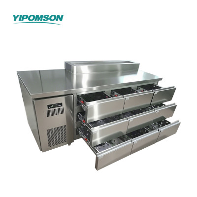 Commercial fridge with multiple drawers