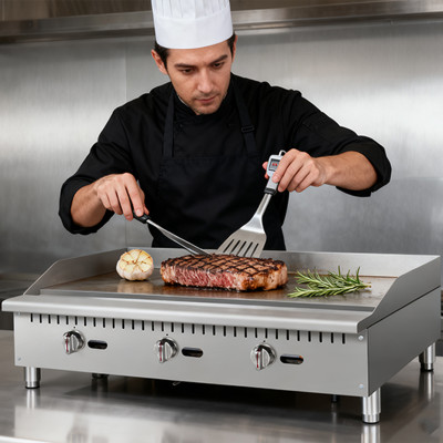 Countertop commercial griddle 3 burner