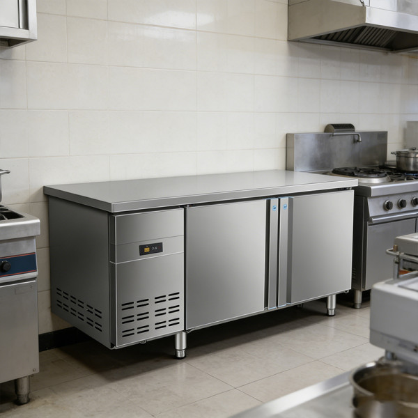Steel worktable refrigerator with 9 drawers