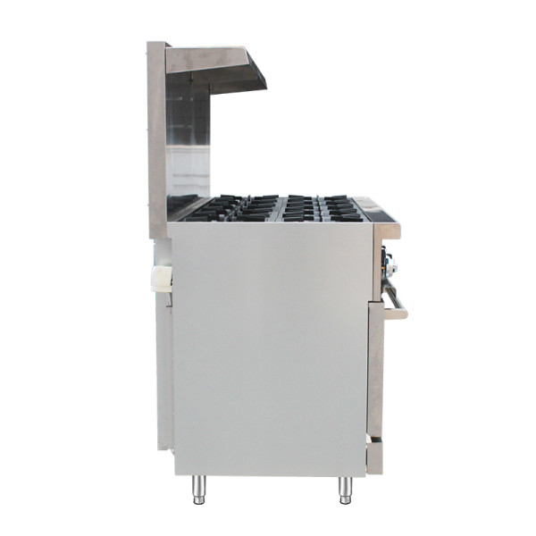 Commercial gas range with griddle and burners