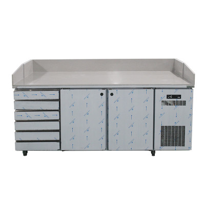 Pizza preparation table with cooling drawers