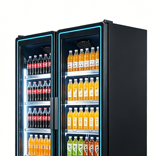Commercial tall glass door drink fridge