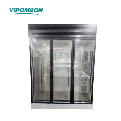 Commercial 3-door glass meat display refrigerator