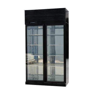 Double-Door Display Cabinet Refrigerator with Black Frame