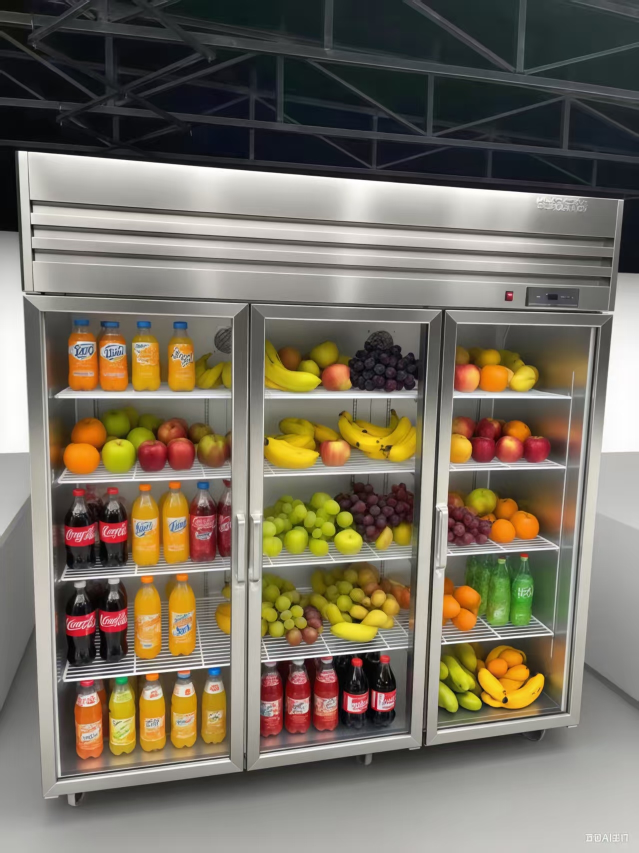 Triple Glass Door Display Refrigerator for Supermarkets, Restaurants, and Beverage Stores