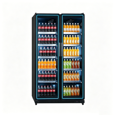 Commercial tall glass door drink fridge