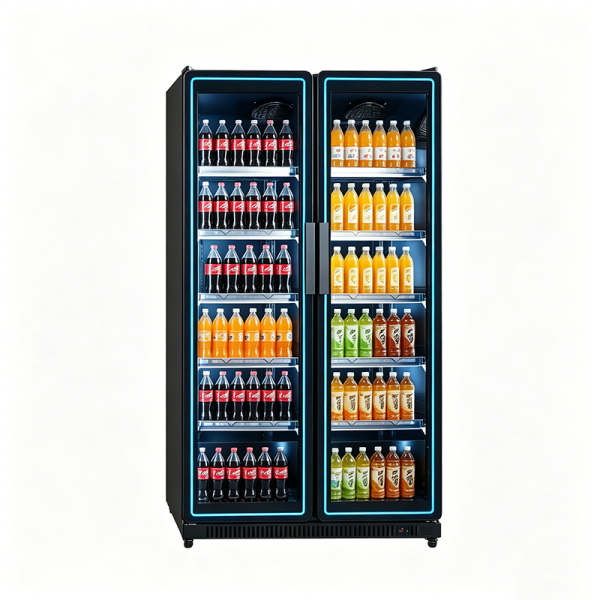 Commercial tall glass door drink fridge