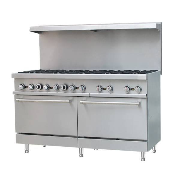 10-Burner Commercial Gas Range with Oven