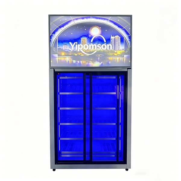 Commercial wine cooler with light box