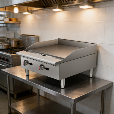 Commercial natural gas griddle for outdoor kitchens