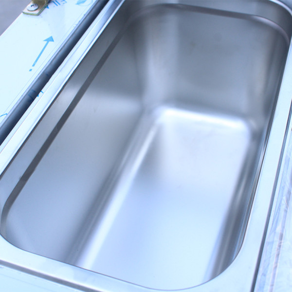 Commercial prep table with GN pans