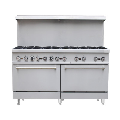 10-Burner Commercial Gas Range with Oven