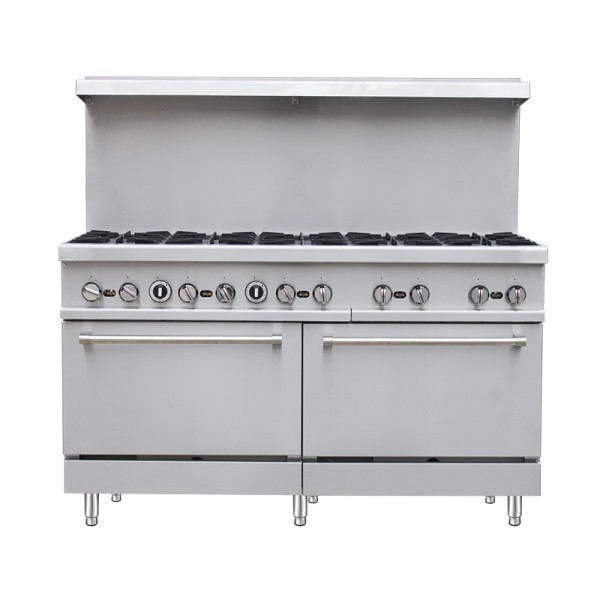 Commercial gas range with griddle and burners