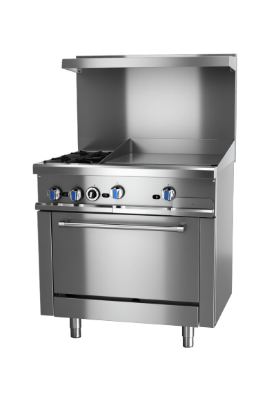 Gas Charbroiler with 2 Top Burners & Oven