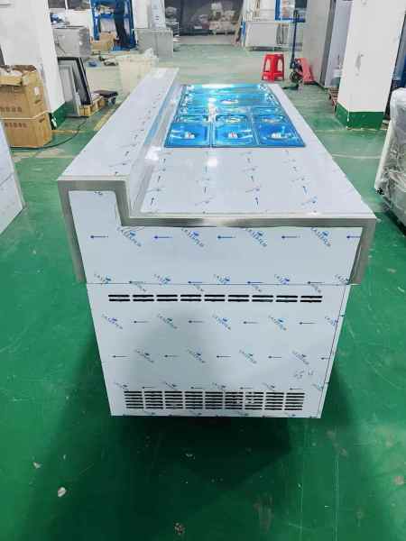 Refrigerated prep table with open shelf,