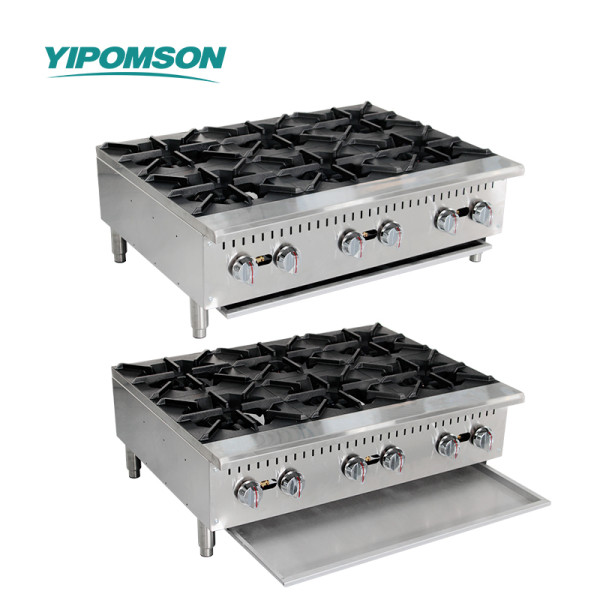 Custom 6-burner range for soup pasta frying