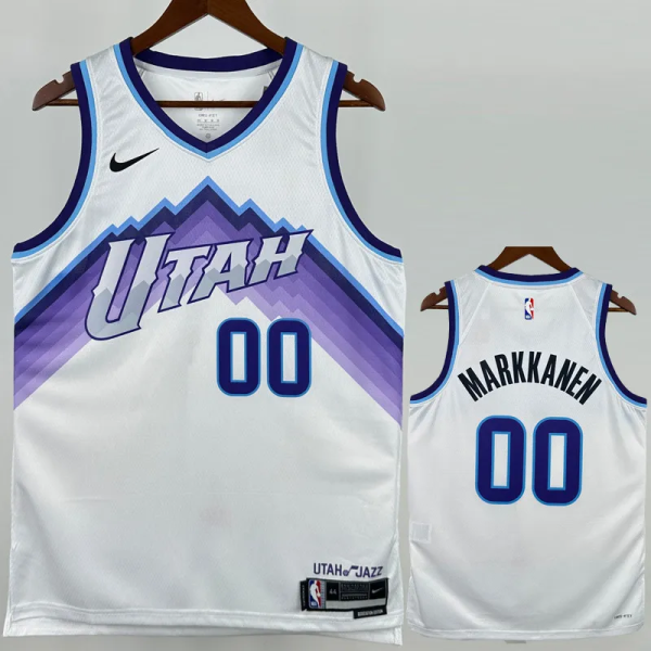 25-26 JAZZ MARKKANEN #00 White Top Quality Hot Pressing NBA Jersey