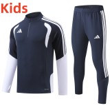 2026 AD Blue Kids Half Pull Tracksuit