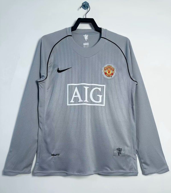 2007-2008 Man Utd Goalkeeper Long Sleeve Retro Soccer Jersey