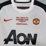 2010-2011 Man Utd UCL Version Away White Retro Soccer Jersey(胸前决赛字)