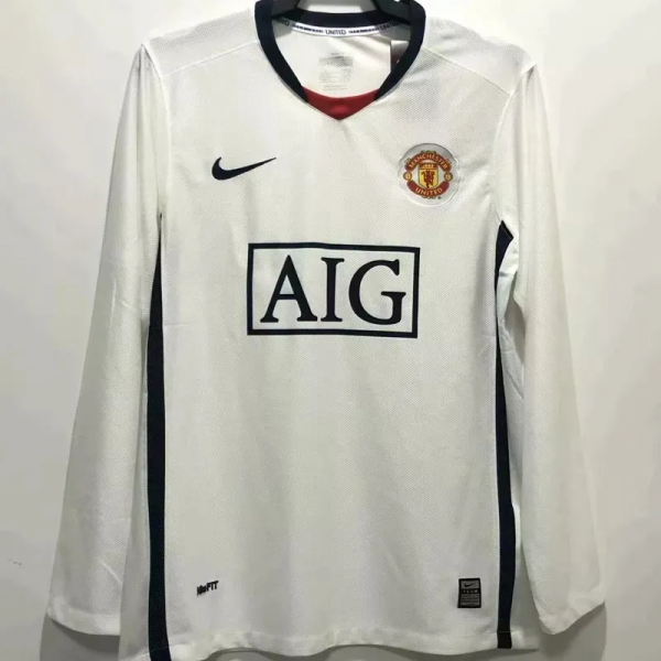 2008-2009 Man Utd Away Long Sleeve Retro Soccer Jersey