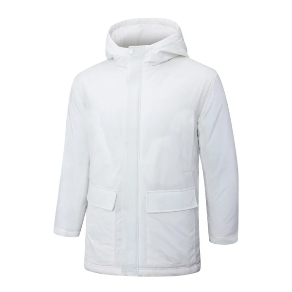 24-25 White Hooded Windbreaker Fabric Cotton Coat 光板