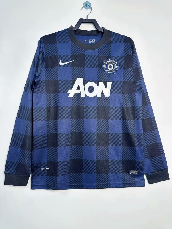 2013-2014 Man Utd Away Long sleeves Retro Soccer Jersey