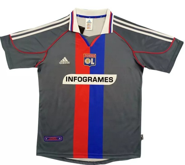 2000-2001 Lyon Away Gray Retro Soccer Jersey