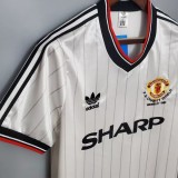 1983 Man Utd Away White Retro Soccer Jersey