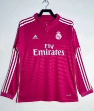 2014-2015 RMA Away Pink Long Sleeve Retro Soccer Jersey