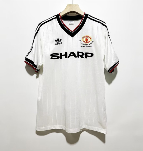 1983 Man Utd White Retro Soccer Jersey