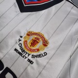 1983 Man Utd Away White Retro Soccer Jersey