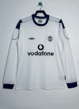 2000-2001 Man Utd  Away Long sleeves Retro Soccer Jersey