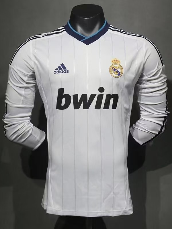 2012-2013 RMA Home Player Version  Long Sleeve Retro Soccer Jersey 长袖球员