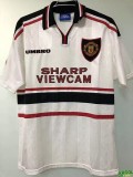 1999 Manchester United White Retro Soccer Jersey
