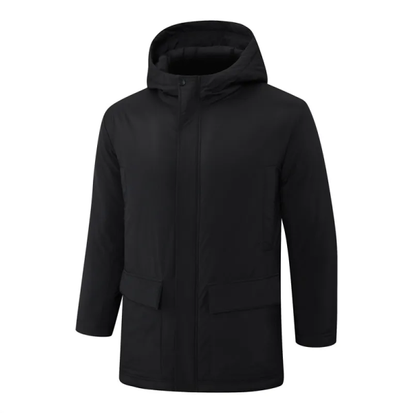 24-25 Black Hooded Windbreaker Fabric Cotton Coat 光板
