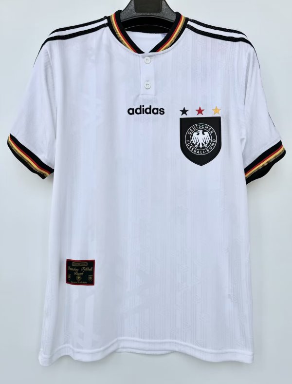 1996 Germany Home White Retro Soccer Jersey
