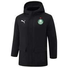 24-25 Palmeiras Black Hooded Windbreaker Fabric Cotton Coat